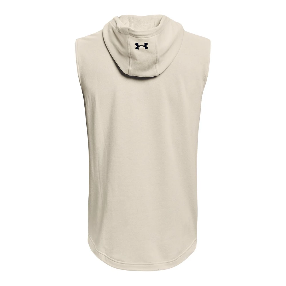 Under Armour Men's Project Rock Terry Bull Sleeveless Hoodie, Kangaroo Pocket