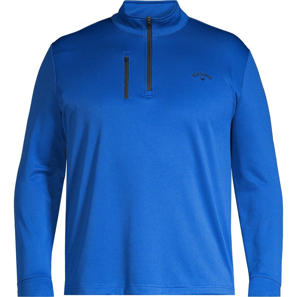 Callaway Men's Waffle 1/4 Zip Long Sleeve Polo T Shirt