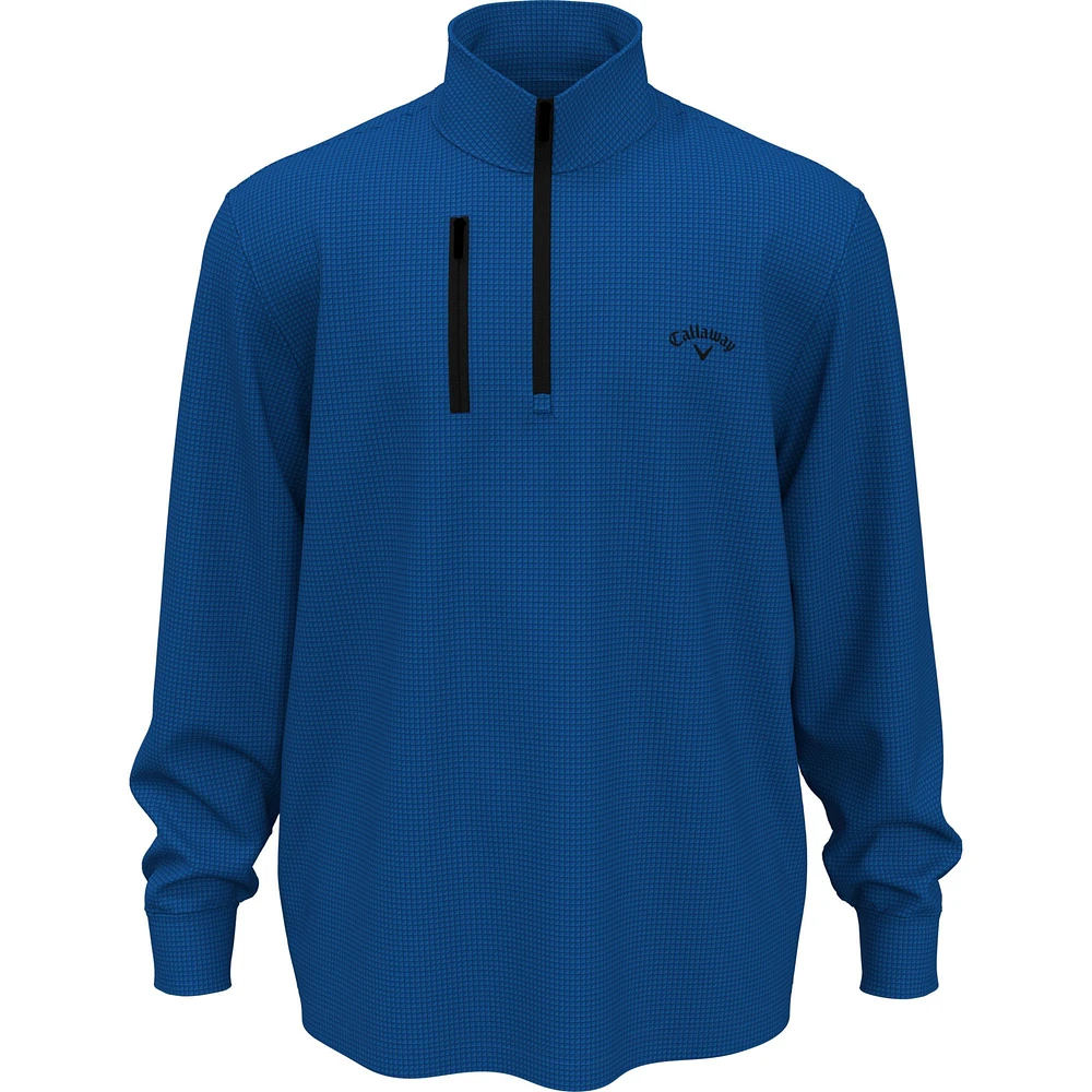 Callaway Men's Waffle 1/4 Zip Long Sleeve Polo T Shirt