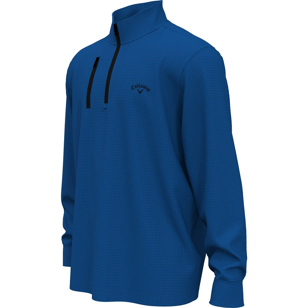 Callaway Men's Waffle 1/4 Zip Long Sleeve Polo T Shirt