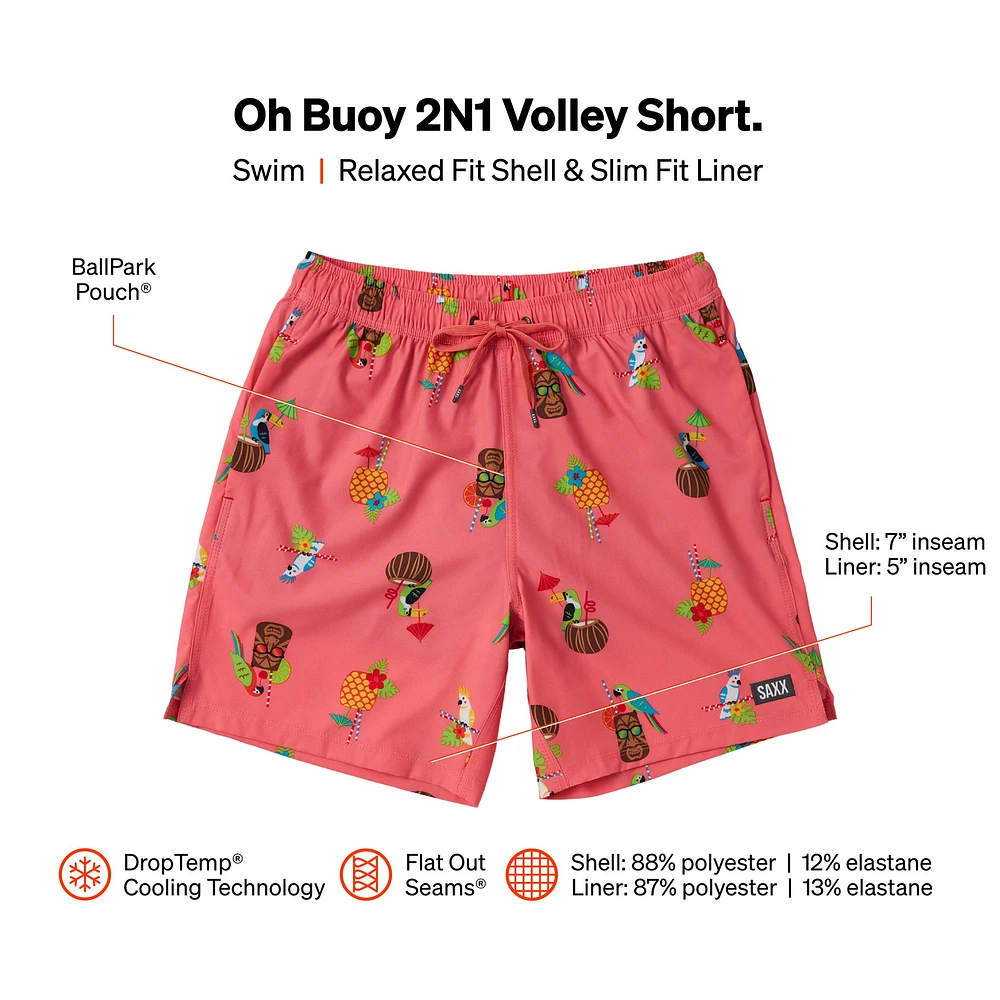 SAXX Men's Oh Buoy 7 Inch 2 1 Volley Shorts