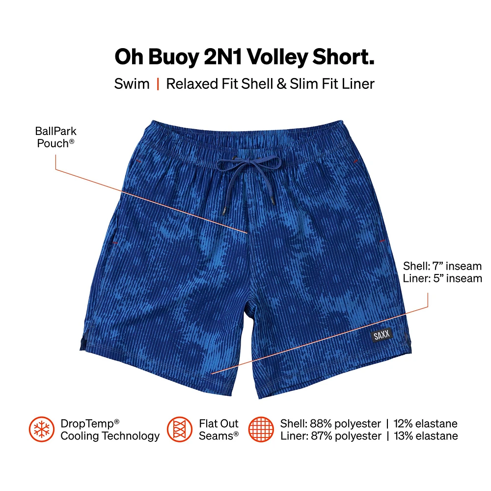 SAXX Men's Oh Buoy 7 Inch 2 1 Volley Shorts