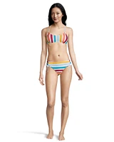 Ripzone Women's Shanelle Bold Stripe Athletic Swimsuit Bikini Top, Sport