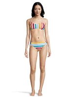 Ripzone Women's Sandy Bold Stripe Ruched Swimsuit Bikini Bottom, Beach