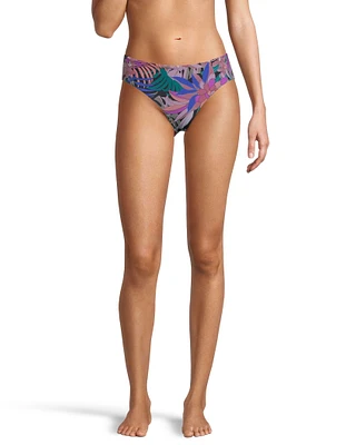 Hurley Women's Palm Paradise Full Coverage Swimsuit Bikini Bottom, Beach