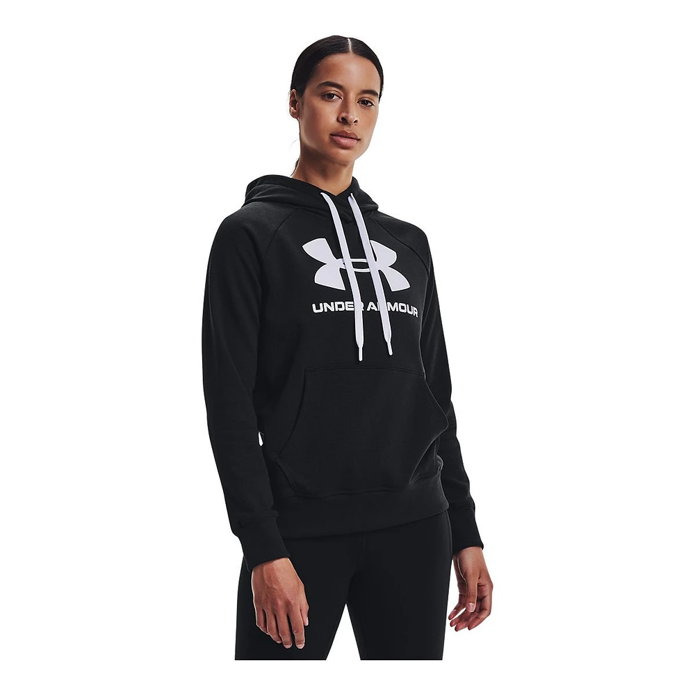 Under Armour Women's Rival Big Logo Pullover Hoodie, Fleece, Kangaroo Pocket