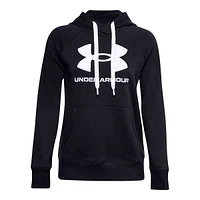 Under Armour Women's Rival Big Logo Pullover Hoodie, Fleece, Kangaroo Pocket