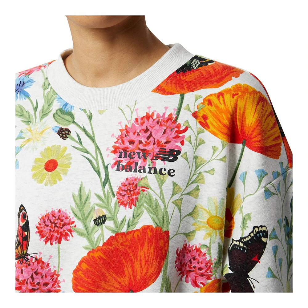 New Balance Women's Super Bloom Crewneck Running Sweatshirt, Oversized