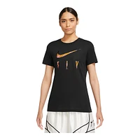 Nike Women's Basketball Fly Shoosh Snake Cotton Blend T Shirt, Dri-FIT