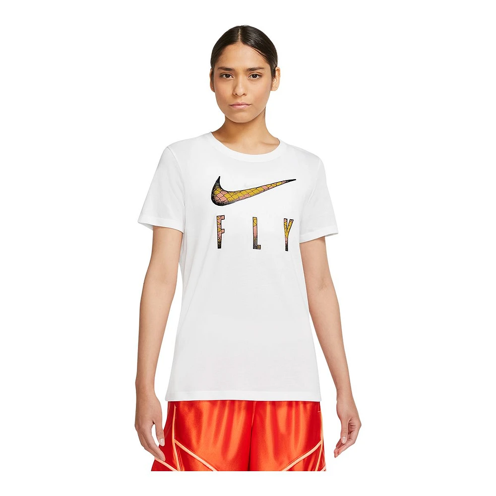 Nike Women's Basketball Fly Shoosh Snake Cotton Blend T Shirt, Dri-FIT