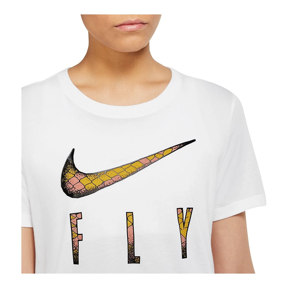 Nike Women's Basketball Fly Shoosh Snake Cotton Blend T Shirt, Dri-FIT