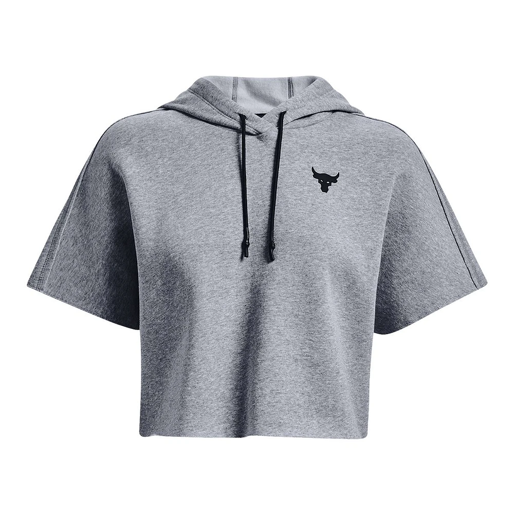 Under Armour Women's Project Rock Fleece Pullover Cropped Hoodie, Cotton Blend