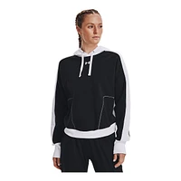 Under Armour Women's Rival Fleece Block Pullover Hoodie, Cotton Blend, Kangaroo Pocket