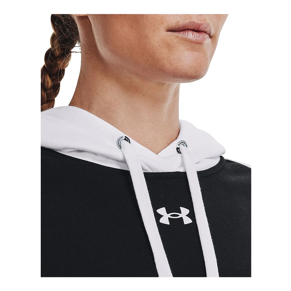 Under Armour Women's Rival Fleece Block Pullover Hoodie, Cotton Blend, Kangaroo Pocket