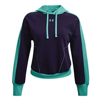 Under Armour Women's Rival Fleece Block Pullover Hoodie, Cotton Blend, Kangaroo Pocket