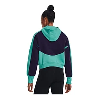 Under Armour Women's Rival Fleece Block Pullover Hoodie, Cotton Blend, Kangaroo Pocket