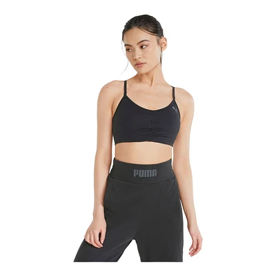 PUMA Women's Studio Rouched Sports Bra, Low Impact, Lightly Lined