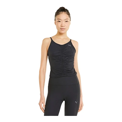 PUMA Women's Studio Rouched Tank Top, Sleeveless, Sports