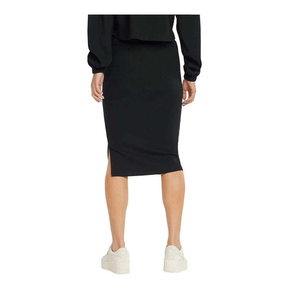 PUMA Women's Classics Ribbed Midi Skirt