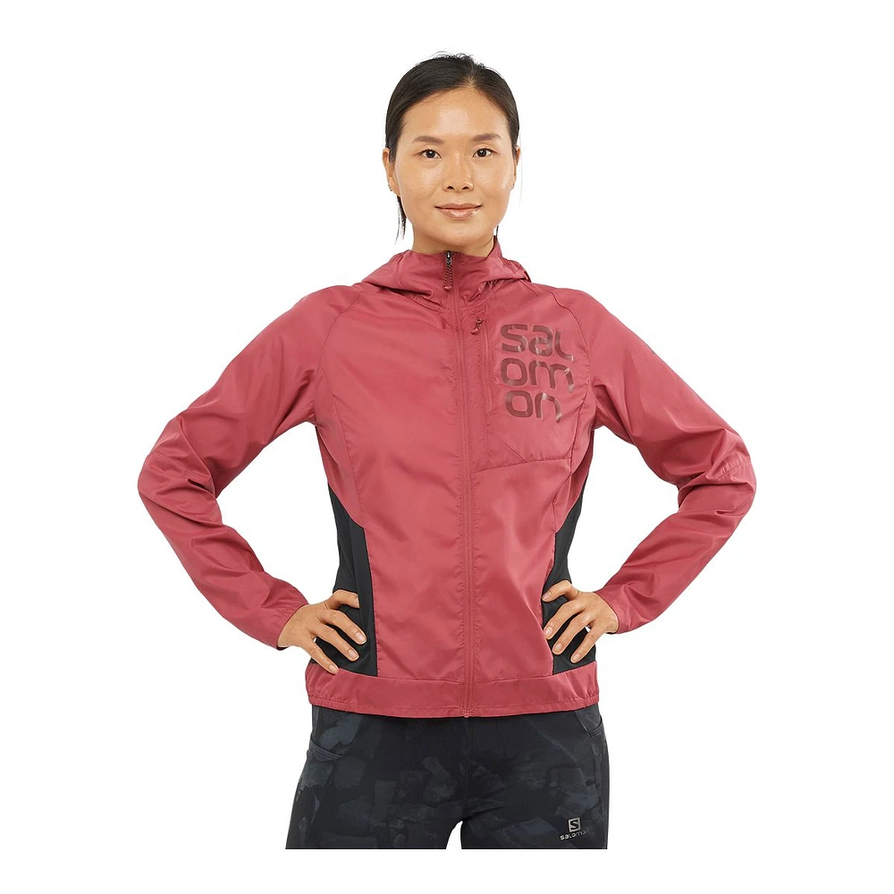 Salomon Women's Bonatti Cross Wind Full Zip Running Hoodie, Lightweight