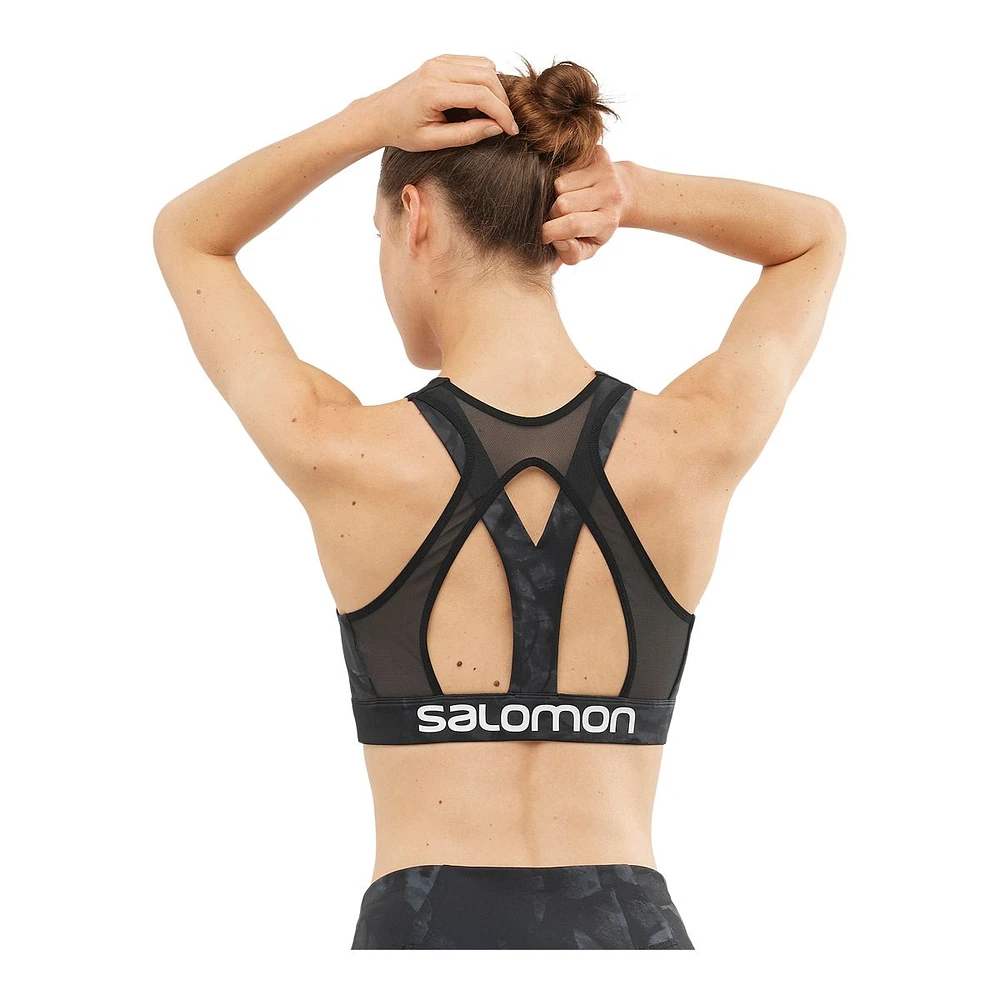 Salomon Women's Cross Run Sports Bra, Medium Impact, Lightly Lined