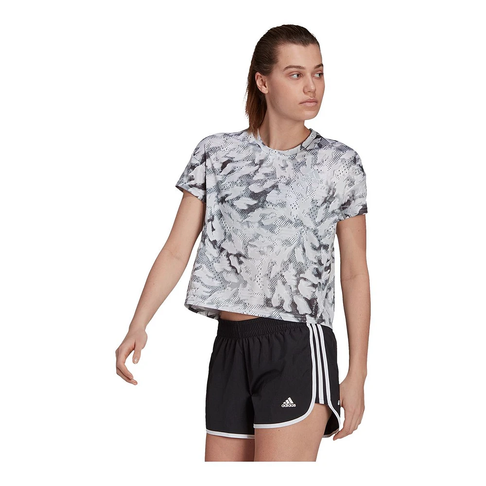 adidas Women's Run Print Blue T Shirt