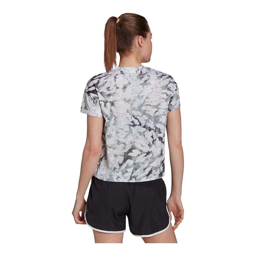 adidas Women's Run Print Blue T Shirt