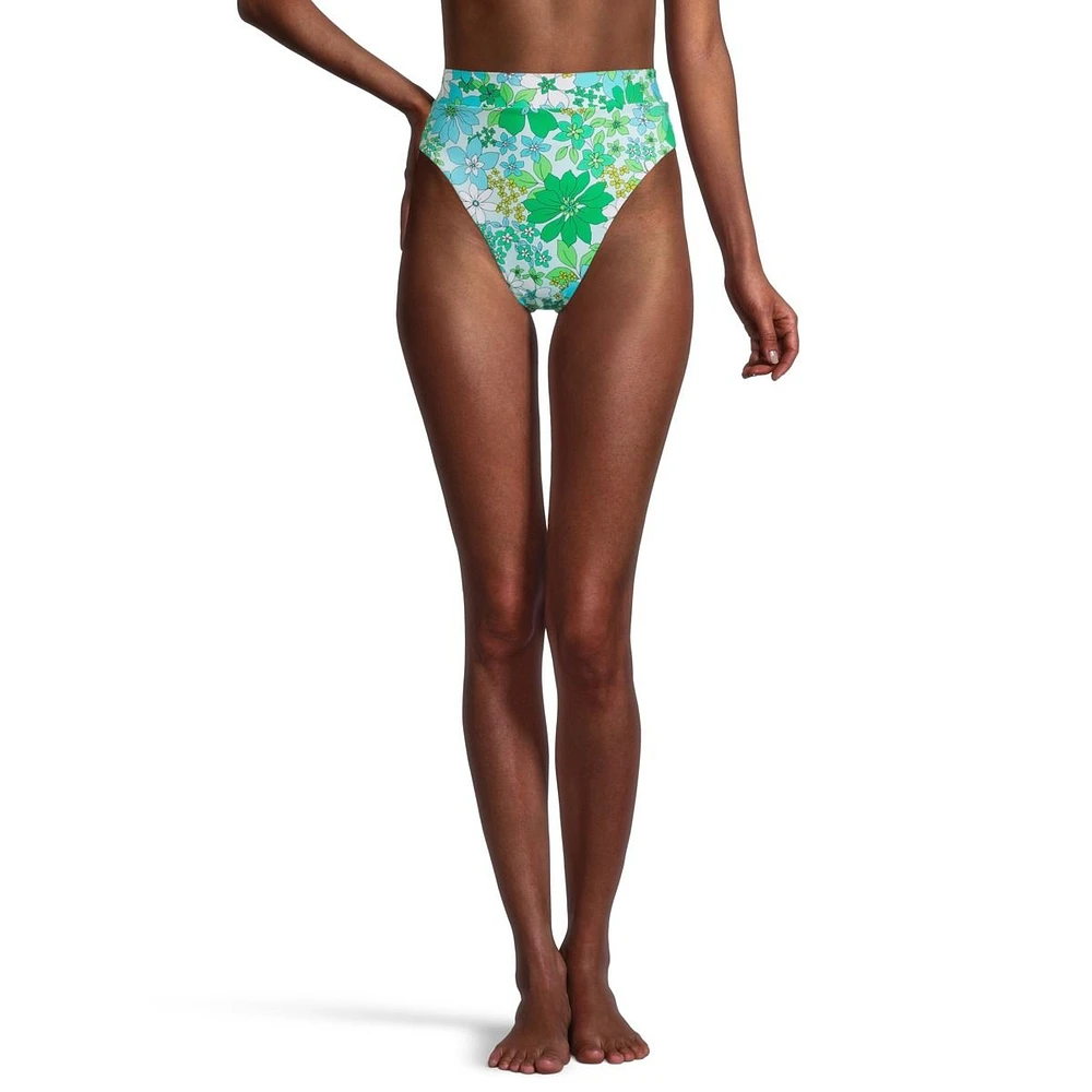 Hurley Women's Wild Bloom High Waisted Swimsuit Bikini Bottom, Beach