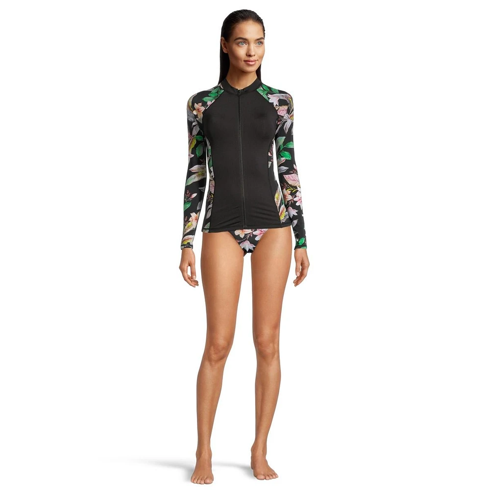 Hurley Women's Flora Zip Font Long Sleeve Rashguard