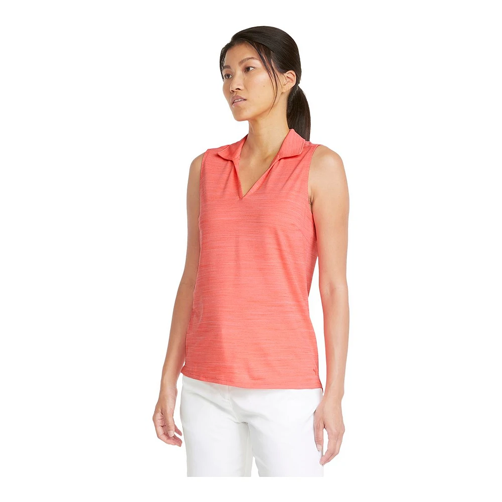 PUMA Golf Women's CLOUDSPUN Coast Sleeveless Polo T Shirt, Moisture Wicking