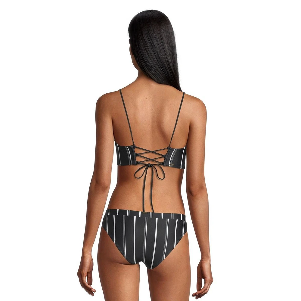 O'Neill Women's Classic Stripe Midkini Swimsuit Bikini Top, Beach