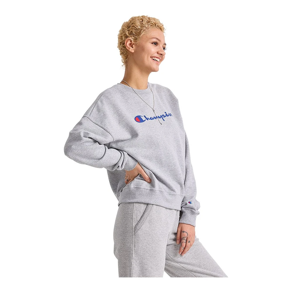 Champion Women's Powerblend Crewneck Fleece Sweatshirt, Relaxed Fit