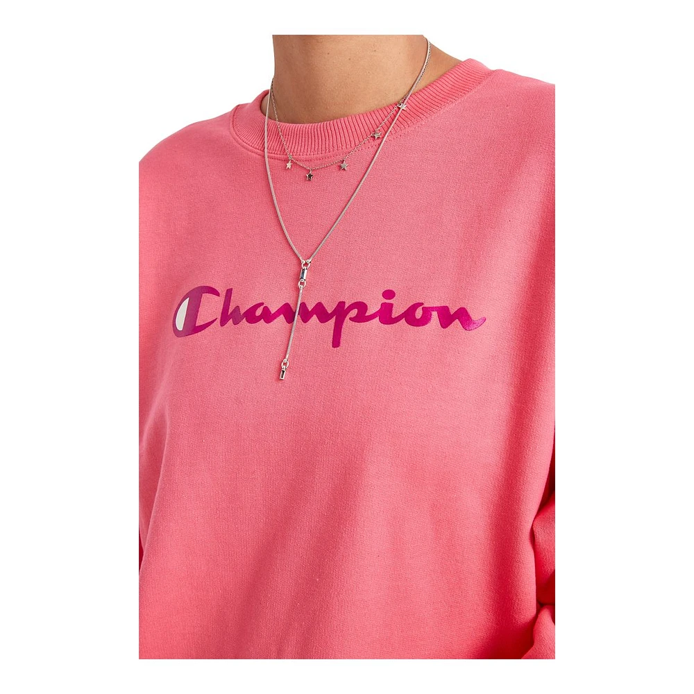 Champion Women's Powerblend Crewneck Fleece Sweatshirt, Relaxed Fit