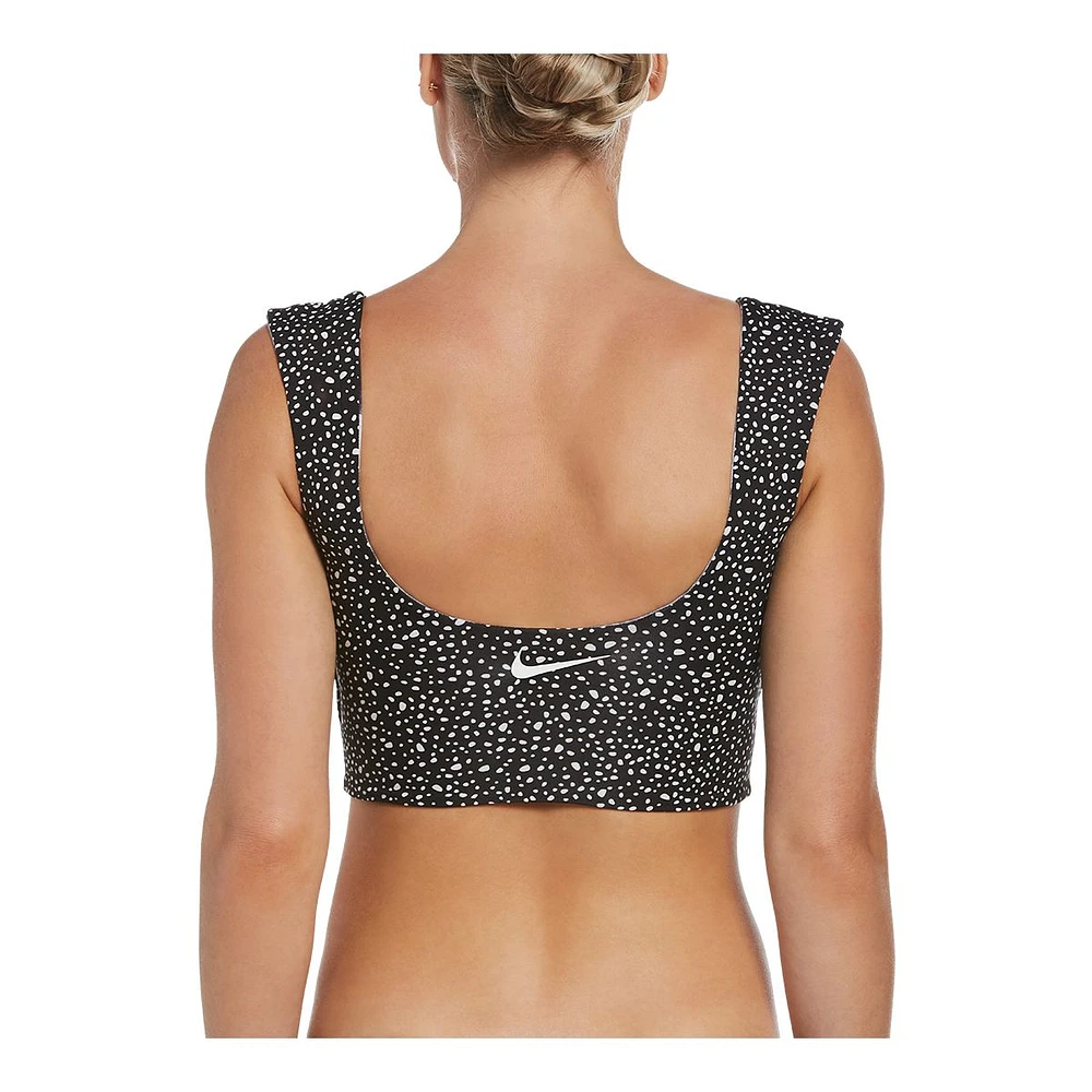 Nike Women's Explore Reversible Crop Top 2 1 Swimsuit Bikini Top, Beach