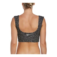 Nike Women's Explore Reversible Crop Top 2 1 Swimsuit Bikini Top, Beach