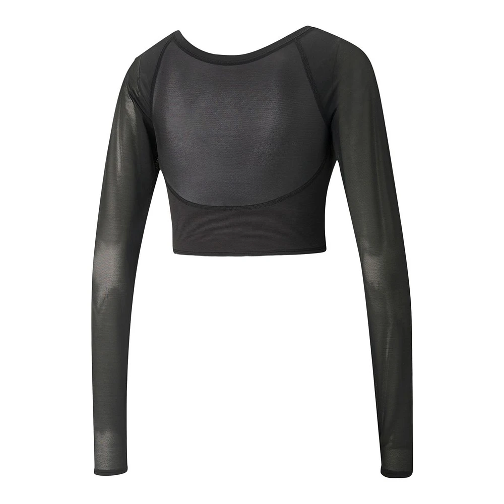 PUMA Women's Studio Ottoman Long Sleeve Crop Top Shirt