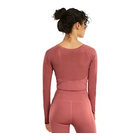 PUMA Women's Studio Ottoman Long Sleeve Crop Top Shirt