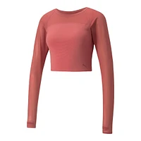 PUMA Women's Studio Ottoman Long Sleeve Crop Top Shirt