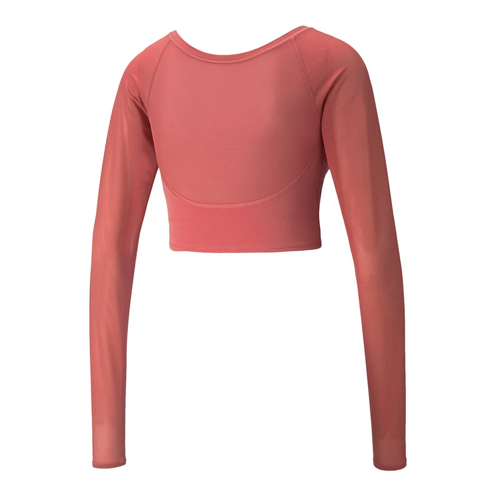 PUMA Women's Studio Ottoman Long Sleeve Crop Top Shirt