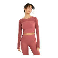 PUMA Women's Studio Ottoman Long Sleeve Crop Top Shirt