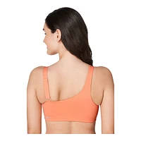 FWD Women's Push Asymmetrical Sports Bra, Medium Impact, Removable Pads