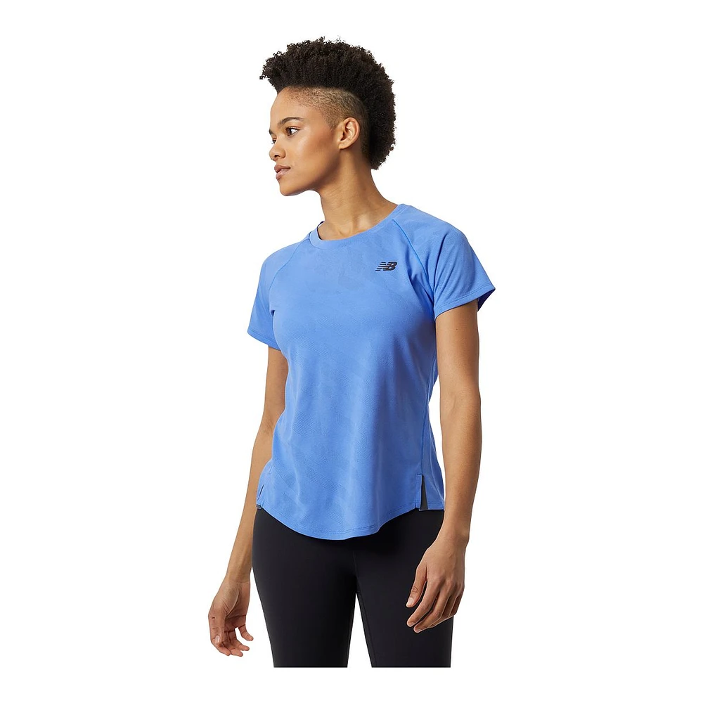 New Balance Women's Run Q Speed Jacquard Running T Shirt, Quick-Dry