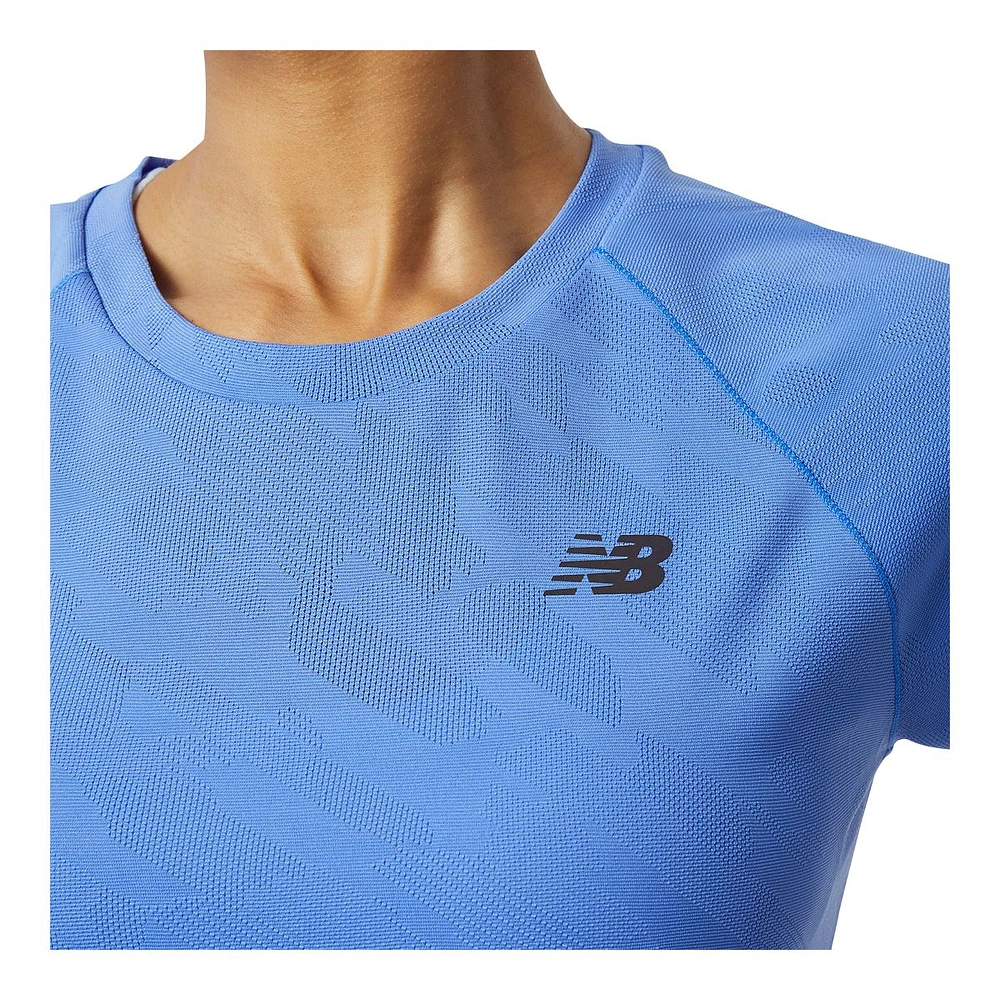 New Balance Women's Run Q Speed Jacquard Running T Shirt, Quick-Dry