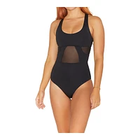 Hurley Women's Max Solid Mesh One Piece Swimsuit/Bathing Suit, Beach