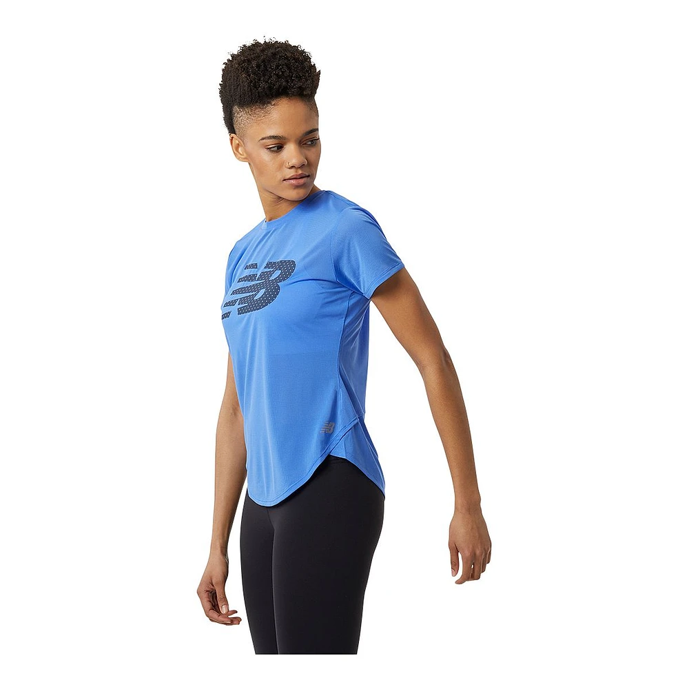 New Balance Women's Run Accelerate Logo Running T Shirt, Quick-Dry