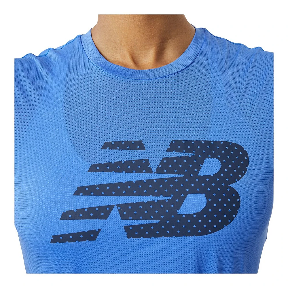 New Balance Women's Run Accelerate Logo Running T Shirt, Quick-Dry