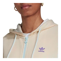 adidas Women's Originals Full Zip Hoodie, 100% Cotton French Terry, Kangaroo Pocket