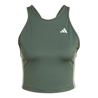 adidas Women's 3-Stripe Crop Tank Top, Sleeveless, Sports