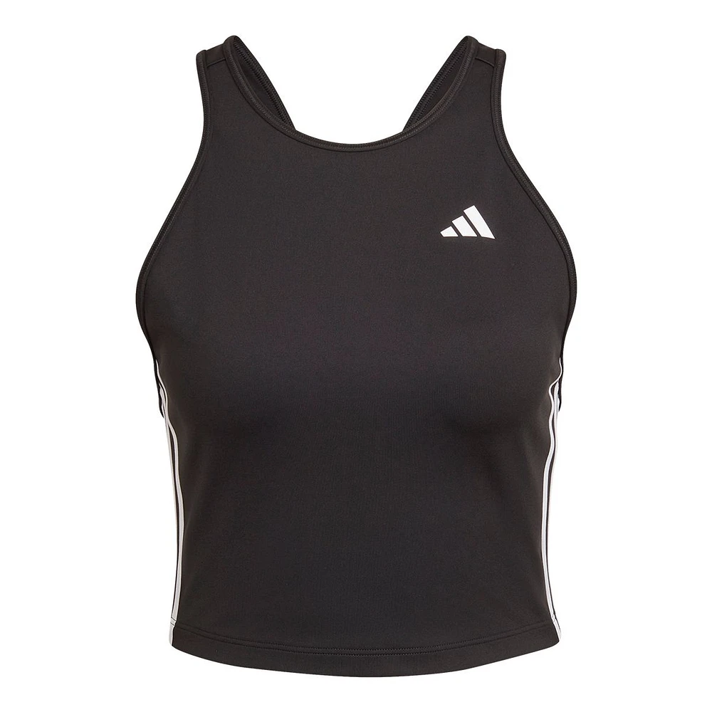 adidas Women's 3-Stripe Crop Tank Top, Sleeveless, Sports