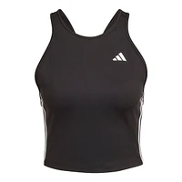 adidas Women's 3-Stripe Crop Tank Top, Sleeveless, Sports